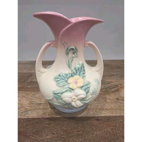 Hull Other - Vintage Hull Pottery Double Handle Pink & Blue WILDFLOWER Vase W8 - 7 ½
